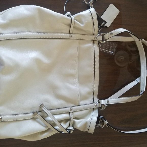 NWT - Coach Silver & White Tote bag w/ long strap - Picture 5 of 8